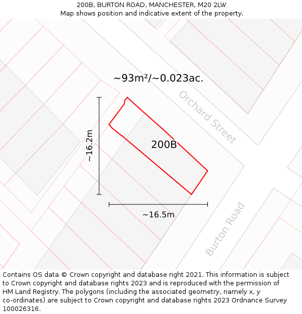 200B, BURTON ROAD, MANCHESTER, M20 2LW: Plot and title map