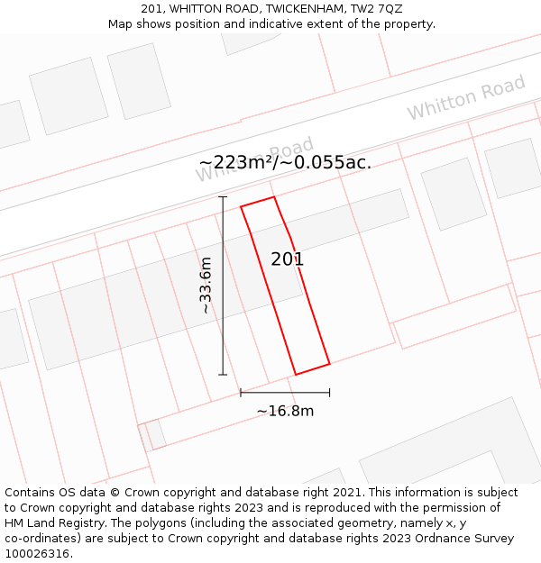 201, WHITTON ROAD, TWICKENHAM, TW2 7QZ: Plot and title map