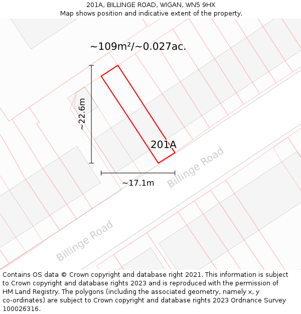201A, BILLINGE ROAD, WIGAN, WN5 9HX: Plot and title map