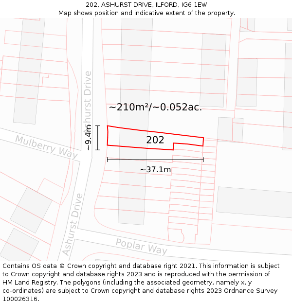 202, ASHURST DRIVE, ILFORD, IG6 1EW: Plot and title map