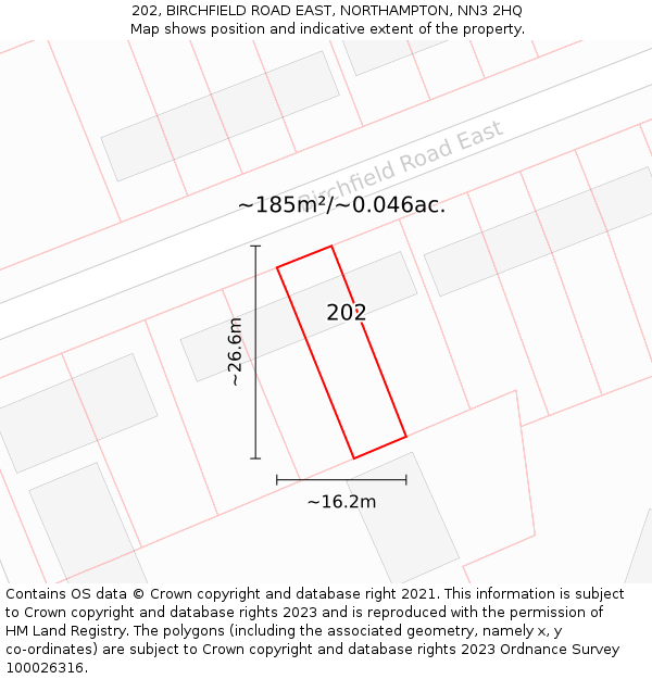 202, BIRCHFIELD ROAD EAST, NORTHAMPTON, NN3 2HQ: Plot and title map
