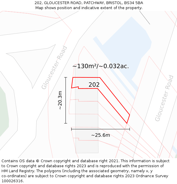 202, GLOUCESTER ROAD, PATCHWAY, BRISTOL, BS34 5BA: Plot and title map