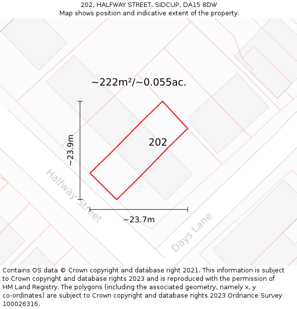 202, HALFWAY STREET, SIDCUP, DA15 8DW: Plot and title map