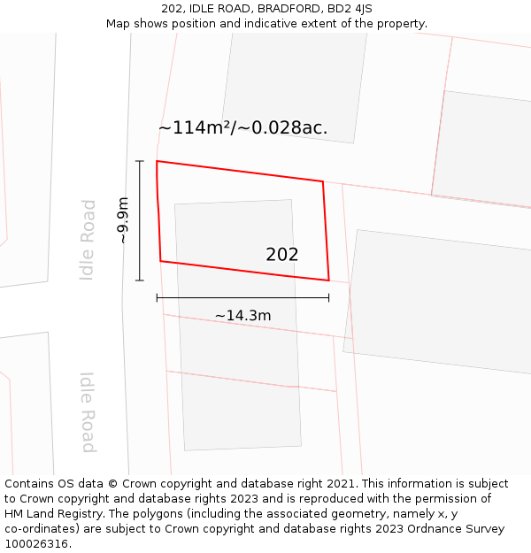 202, IDLE ROAD, BRADFORD, BD2 4JS: Plot and title map