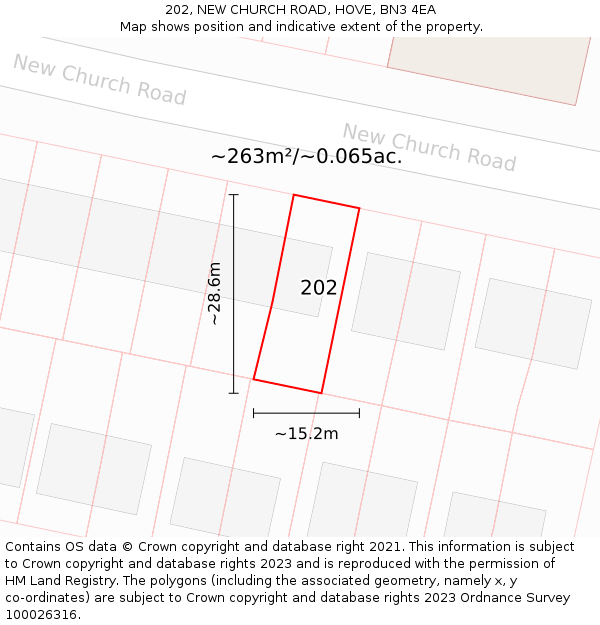 202, NEW CHURCH ROAD, HOVE, BN3 4EA: Plot and title map