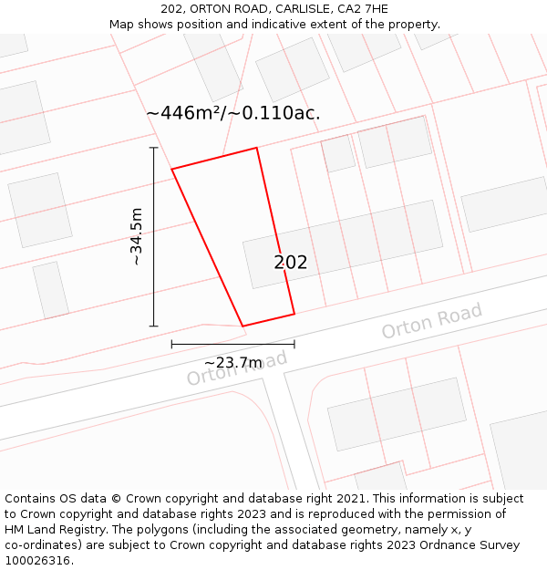 202, ORTON ROAD, CARLISLE, CA2 7HE: Plot and title map