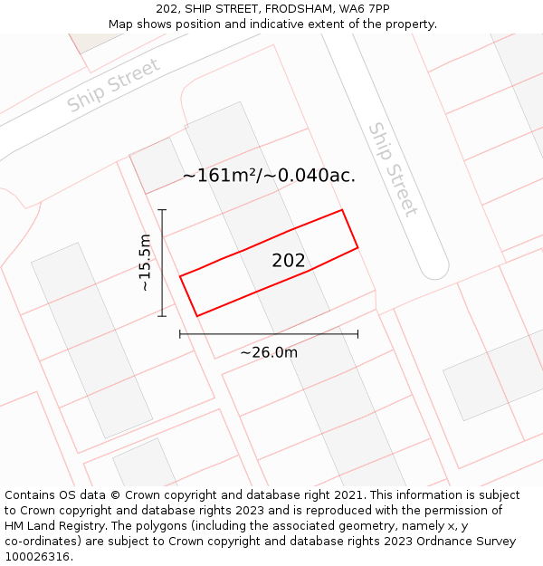 202, SHIP STREET, FRODSHAM, WA6 7PP: Plot and title map
