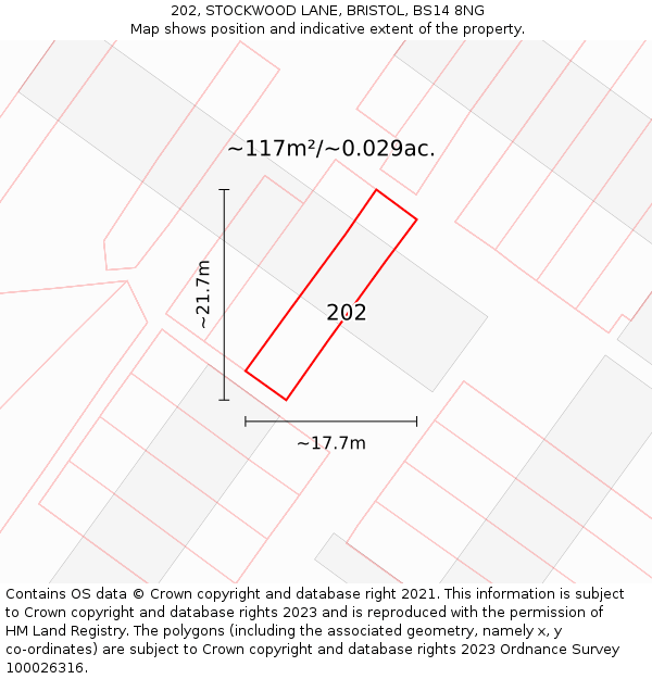 202, STOCKWOOD LANE, BRISTOL, BS14 8NG: Plot and title map