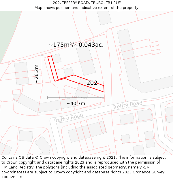 202, TREFFRY ROAD, TRURO, TR1 1UF: Plot and title map