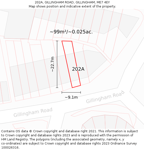 202A, GILLINGHAM ROAD, GILLINGHAM, ME7 4EY: Plot and title map