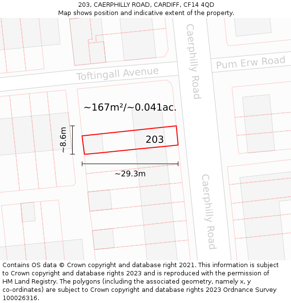 203, CAERPHILLY ROAD, CARDIFF, CF14 4QD: Plot and title map
