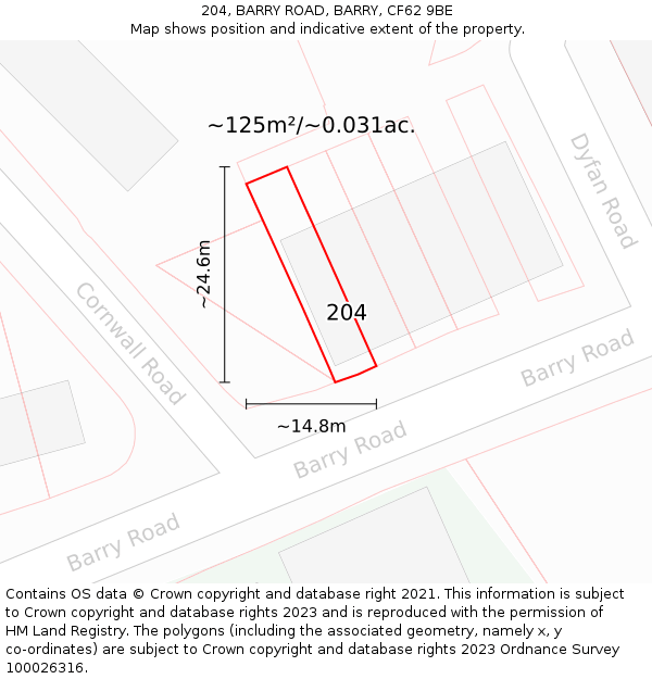 204, BARRY ROAD, BARRY, CF62 9BE: Plot and title map