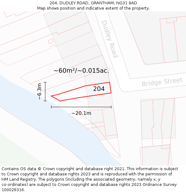 204, DUDLEY ROAD, GRANTHAM, NG31 9AD: Plot and title map