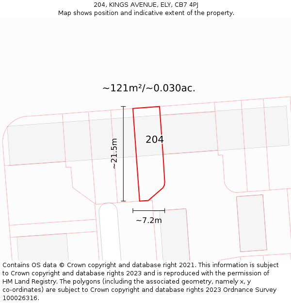 204, KINGS AVENUE, ELY, CB7 4PJ: Plot and title map
