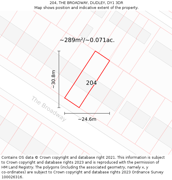 204, THE BROADWAY, DUDLEY, DY1 3DR: Plot and title map