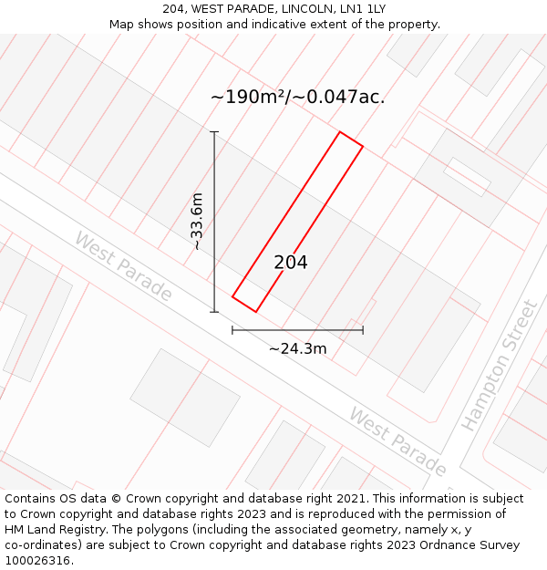 204, WEST PARADE, LINCOLN, LN1 1LY: Plot and title map