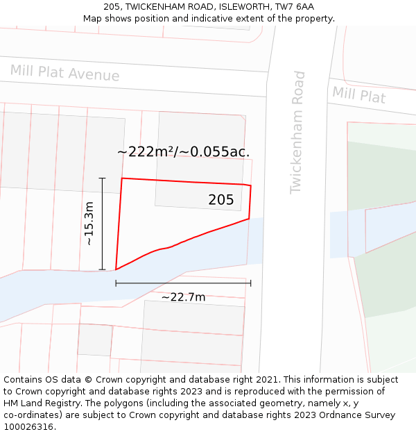 205, TWICKENHAM ROAD, ISLEWORTH, TW7 6AA: Plot and title map