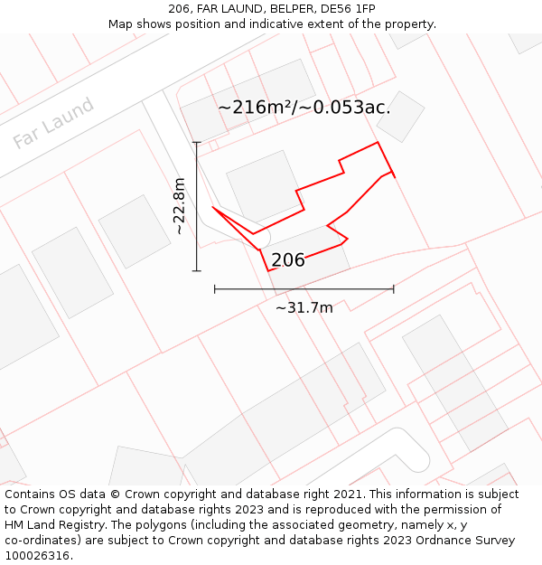 206, FAR LAUND, BELPER, DE56 1FP: Plot and title map