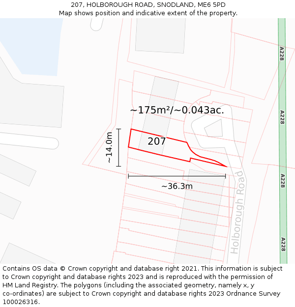 207, HOLBOROUGH ROAD, SNODLAND, ME6 5PD: Plot and title map