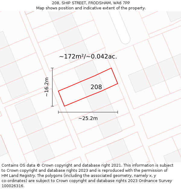 208, SHIP STREET, FRODSHAM, WA6 7PP: Plot and title map