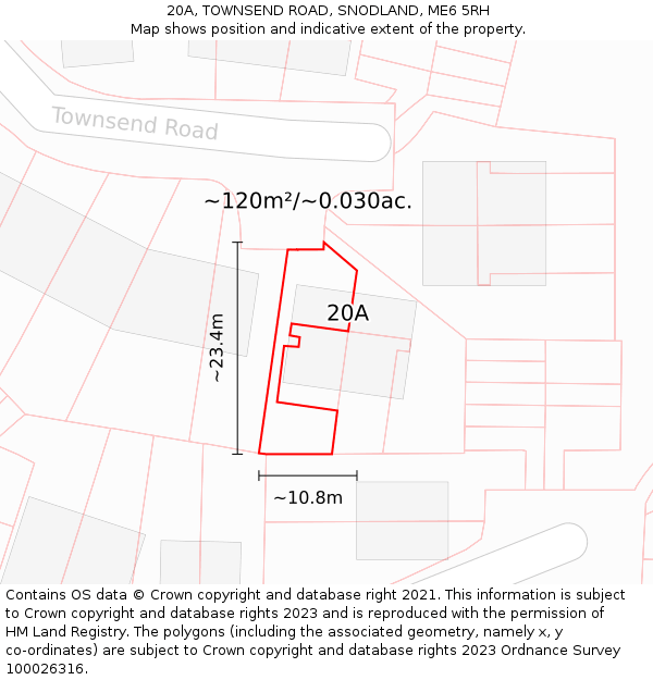 20A, TOWNSEND ROAD, SNODLAND, ME6 5RH: Plot and title map