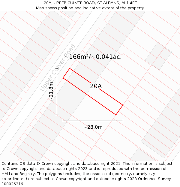 20A, UPPER CULVER ROAD, ST ALBANS, AL1 4EE: Plot and title map