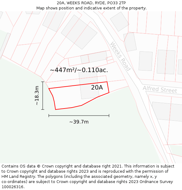 20A, WEEKS ROAD, RYDE, PO33 2TP: Plot and title map