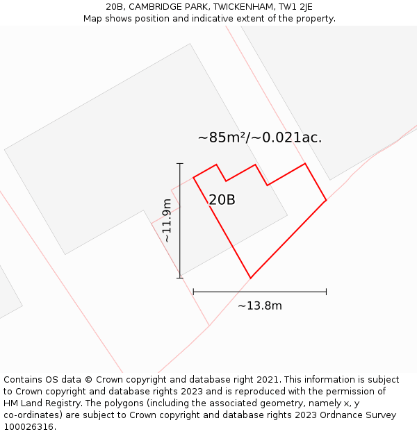 20B, CAMBRIDGE PARK, TWICKENHAM, TW1 2JE: Plot and title map