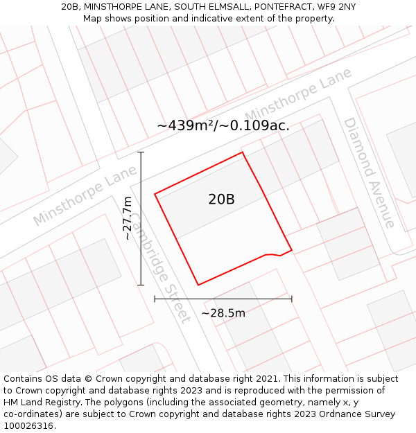 20B, MINSTHORPE LANE, SOUTH ELMSALL, PONTEFRACT, WF9 2NY: Plot and title map