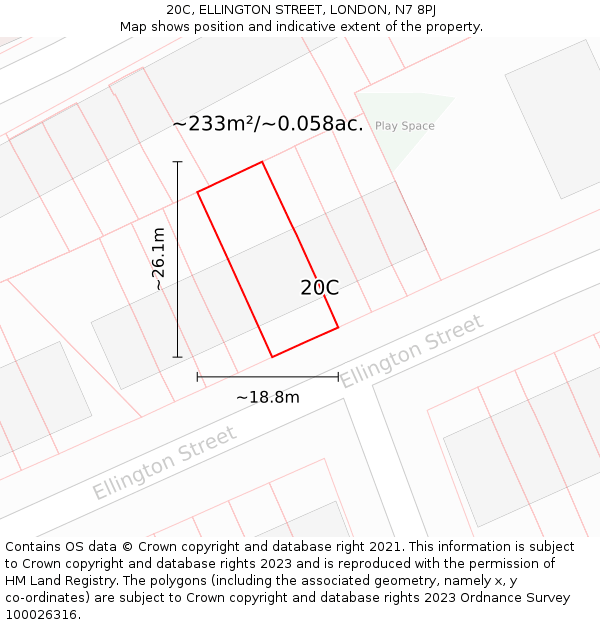 20C, ELLINGTON STREET, LONDON, N7 8PJ: Plot and title map