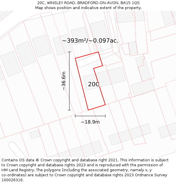 20C, WINSLEY ROAD, BRADFORD-ON-AVON, BA15 1QS: Plot and title map