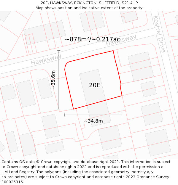 20E, HAWKSWAY, ECKINGTON, SHEFFIELD, S21 4HP: Plot and title map
