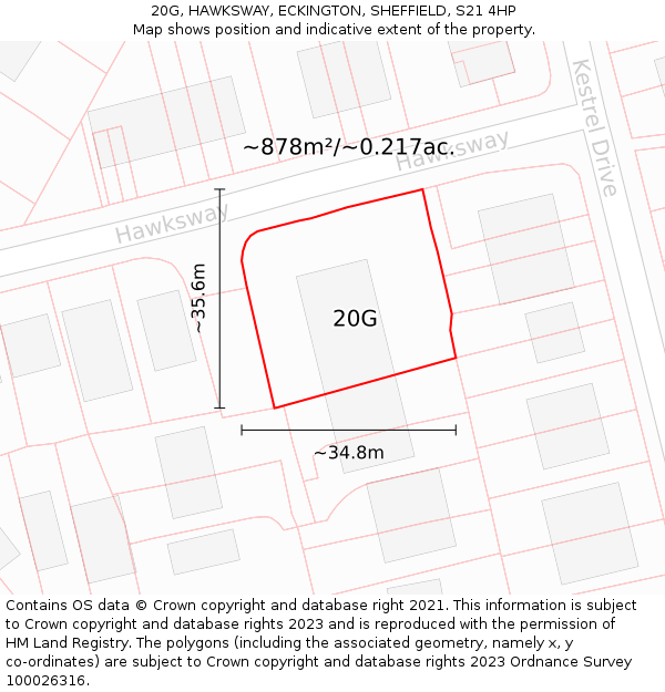 20G, HAWKSWAY, ECKINGTON, SHEFFIELD, S21 4HP: Plot and title map