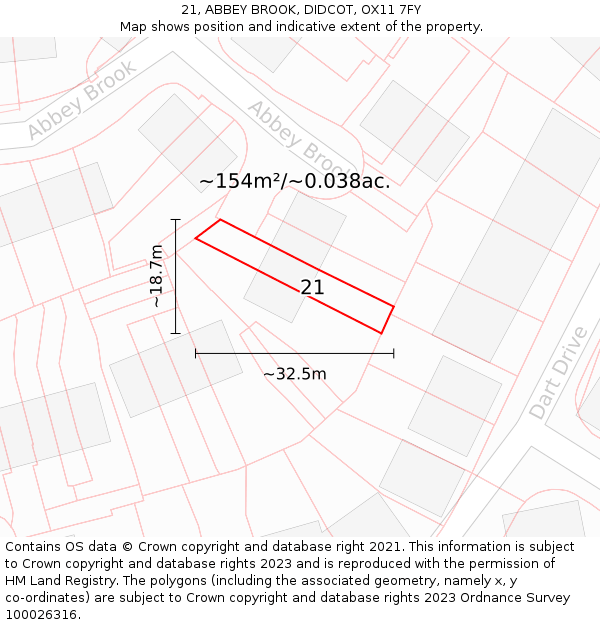 21, ABBEY BROOK, DIDCOT, OX11 7FY: Plot and title map