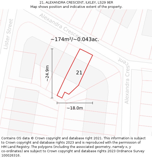 21, ALEXANDRA CRESCENT, ILKLEY, LS29 9ER: Plot and title map