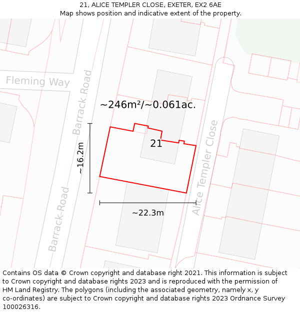 21, ALICE TEMPLER CLOSE, EXETER, EX2 6AE: Plot and title map