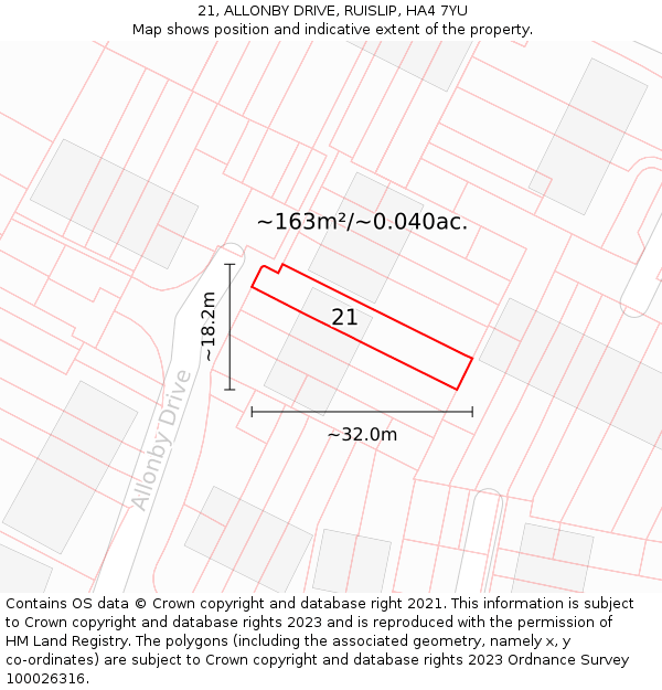 21, ALLONBY DRIVE, RUISLIP, HA4 7YU: Plot and title map