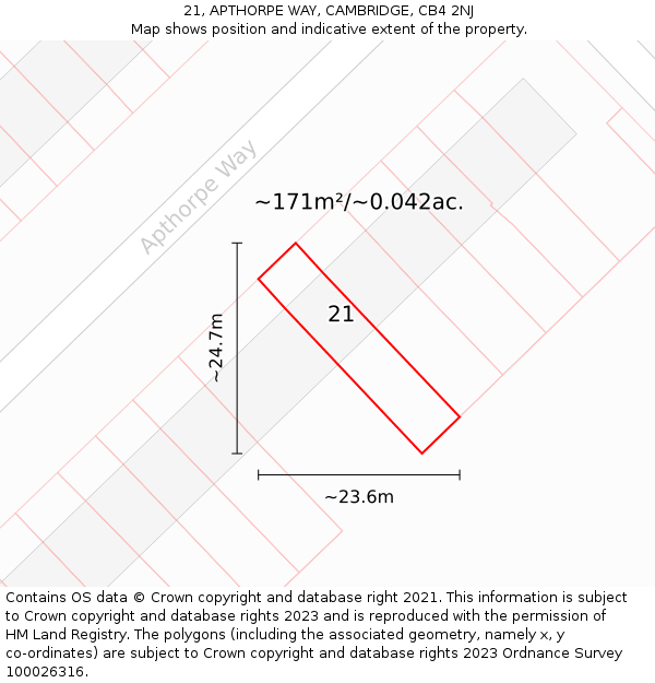 21, APTHORPE WAY, CAMBRIDGE, CB4 2NJ: Plot and title map