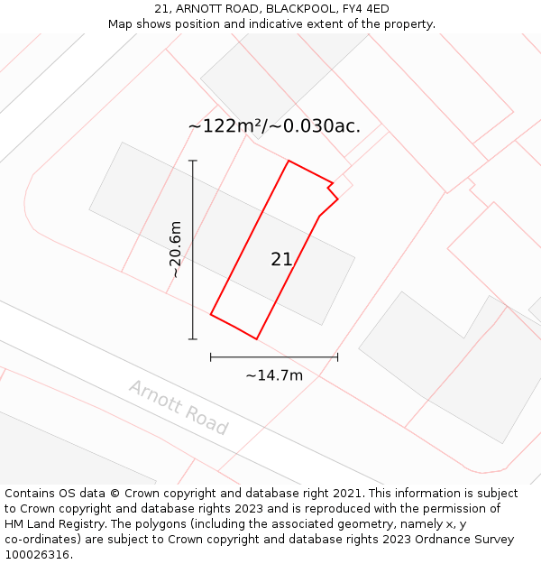 21, ARNOTT ROAD, BLACKPOOL, FY4 4ED: Plot and title map