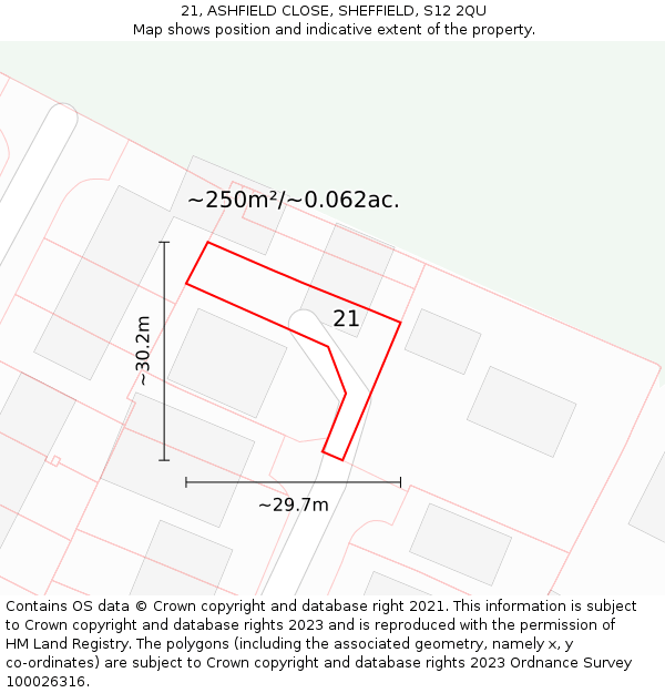 21, ASHFIELD CLOSE, SHEFFIELD, S12 2QU: Plot and title map