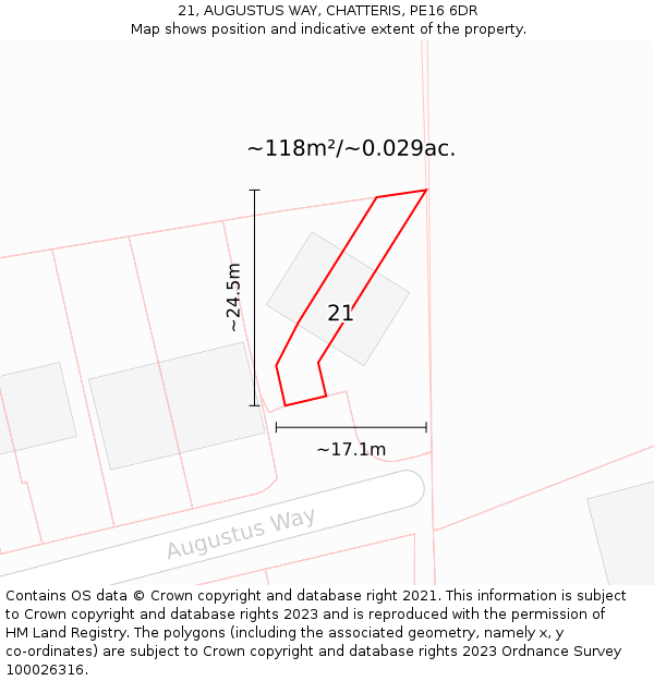 21, AUGUSTUS WAY, CHATTERIS, PE16 6DR: Plot and title map