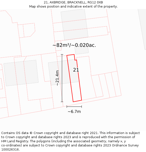 21, AXBRIDGE, BRACKNELL, RG12 0XB: Plot and title map