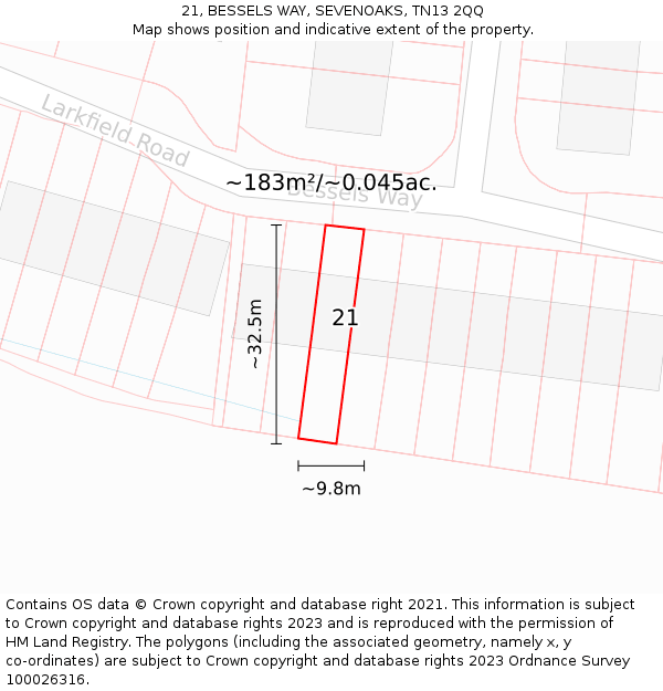 21, BESSELS WAY, SEVENOAKS, TN13 2QQ: Plot and title map