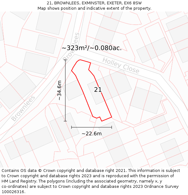 21, BROWNLEES, EXMINSTER, EXETER, EX6 8SW: Plot and title map