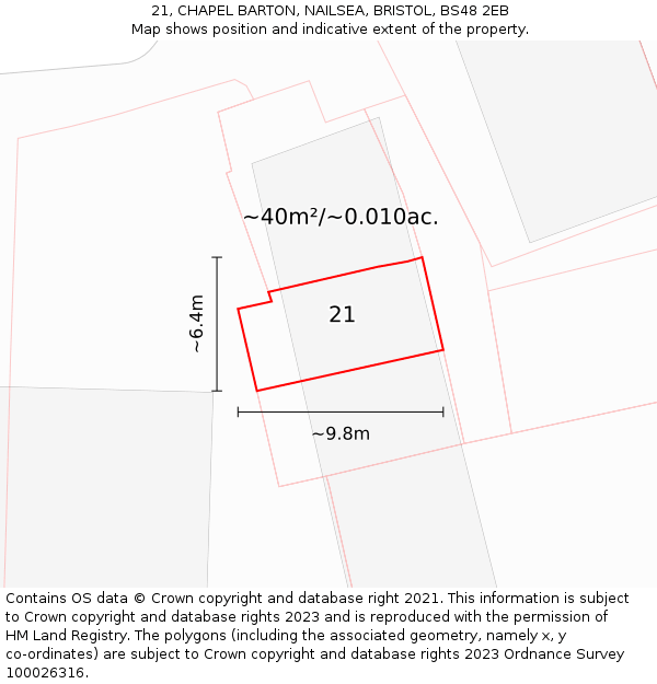 21, CHAPEL BARTON, NAILSEA, BRISTOL, BS48 2EB: Plot and title map