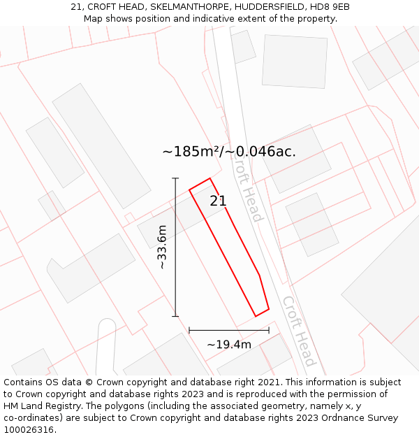 21, CROFT HEAD, SKELMANTHORPE, HUDDERSFIELD, HD8 9EB: Plot and title map