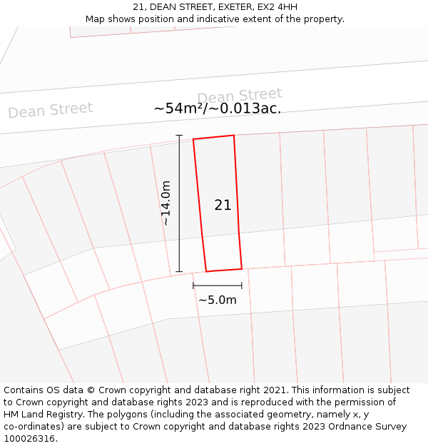21, DEAN STREET, EXETER, EX2 4HH: Plot and title map