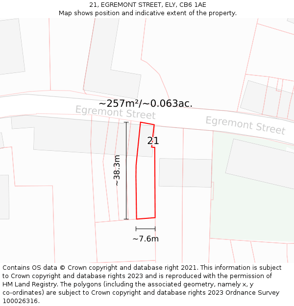 21, EGREMONT STREET, ELY, CB6 1AE: Plot and title map