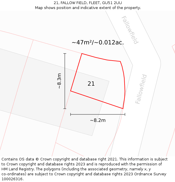 21, FALLOW FIELD, FLEET, GU51 2UU: Plot and title map