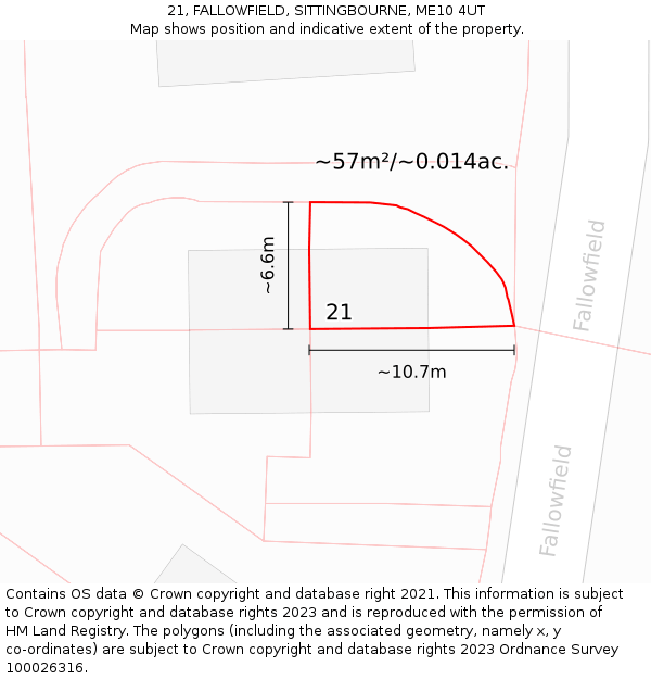 21, FALLOWFIELD, SITTINGBOURNE, ME10 4UT: Plot and title map